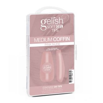 Gelish Soft Gel Tips Pink Nude Medium Coffin - 120 CT