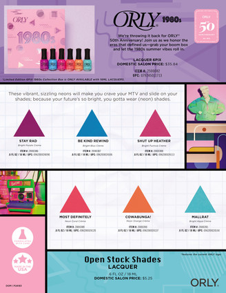 ORLY Nail Color 1980's Limited Edition Summer 2025 Collection 6 PIX***WITHOUT BOX**