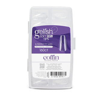 Gelish Soft Gel Tips Medium Coffin Natural - 160 CT