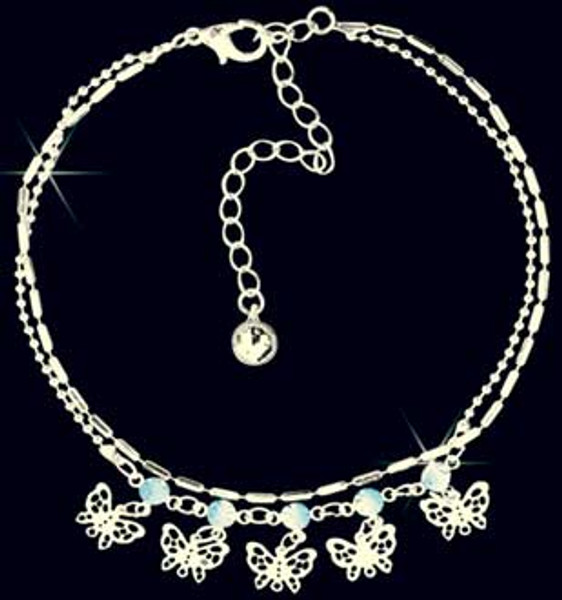 White Gold Plate Anklet 9 - 18709 -