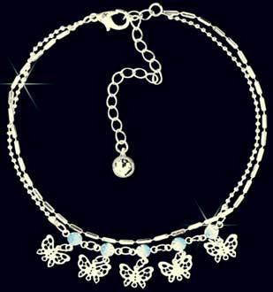 White Gold Plate Anklet 9 - 18709 -