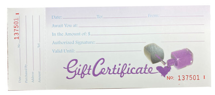 Gift Certificates / Nail Polish Bottle - 50ct