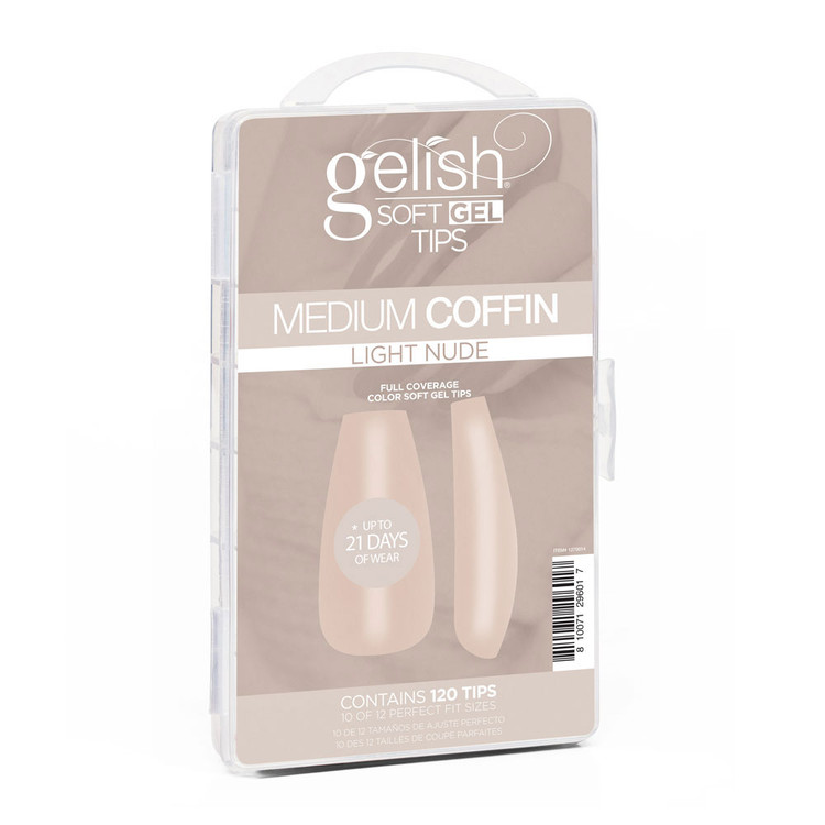 Gelish Soft Gel Tips Light Nude Medium Coffin - 120 CT