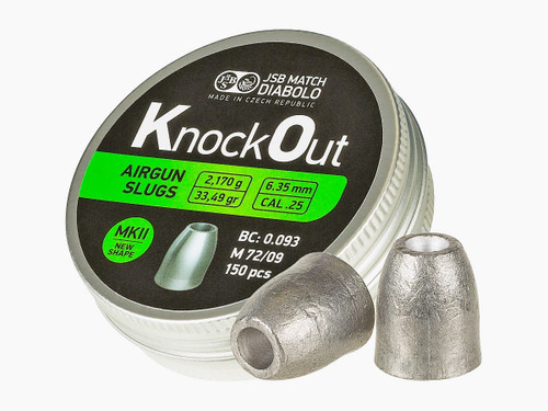 JSB KnockOut Slugs MKII .25 Cal, 33.49gr, Hollowpoint, 150ct