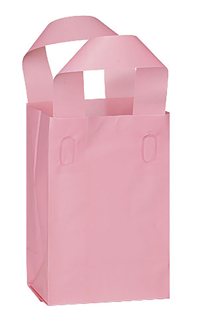 Small (Rose) - Frosted Plastic Shopping Bags - Case of 100