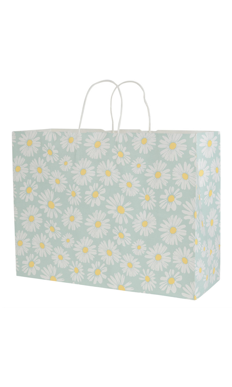Large - Daisy Paper Shopping Bags - Case of 100