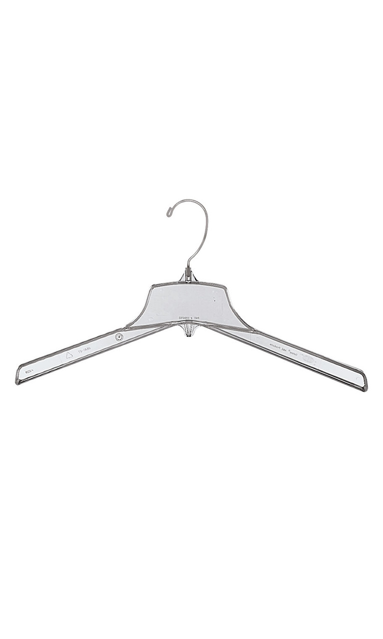 Break-Resistant 17 inch Clear Plastic Coat Hangers