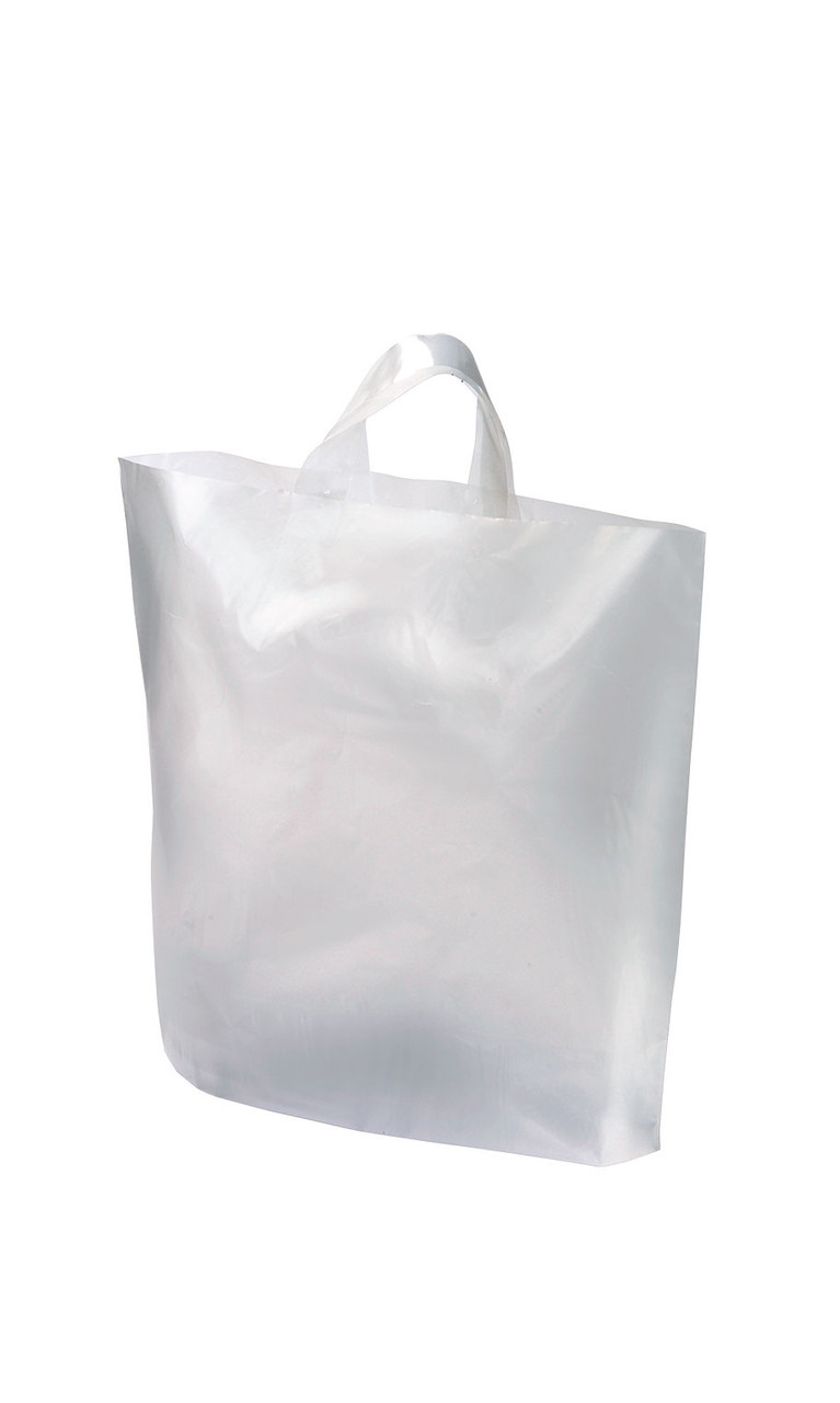 Large Recycled Clear Frosted Plastic Shopping Bags Case of 250