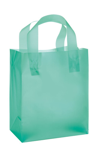 Small Pink Frosted Plastic Bags With Handles - 9" X 12", 2.5 Mil, Case Of 250