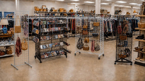 Thrift Store Fixture Strategy: Wire Grid Panels for Donated Inventory