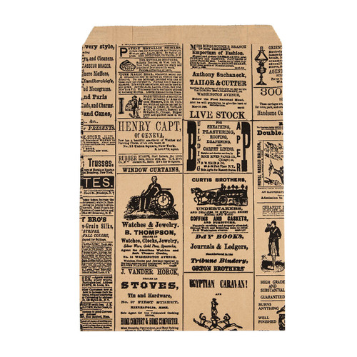 Small - Newsprint Paper Merchandise Bags - Case of 1,000