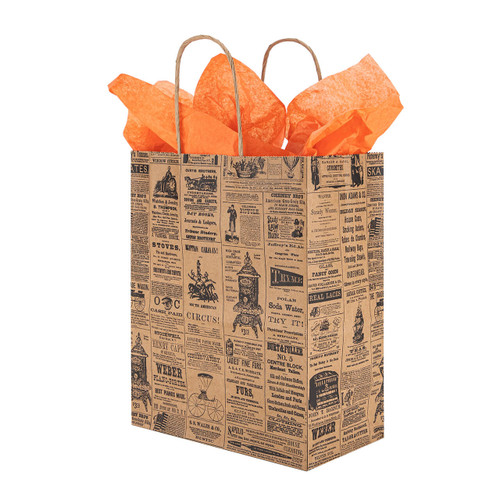 Medium (Cub) - Newsprint Paper Shopping Bags - Case of 100