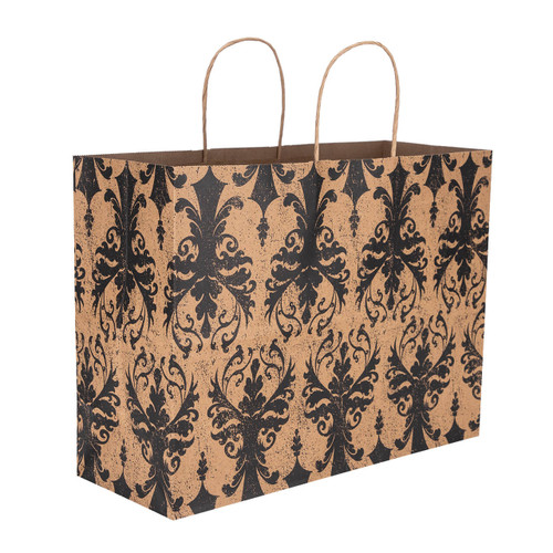 Large (Vogue) - Distressed Damask Paper Shopping Bags - Case of 100