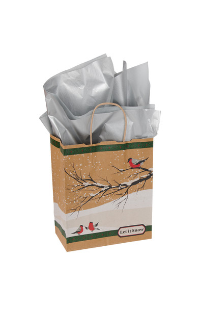 Medium (Cub) - Winter Bird Scene Paper Shopping Bags - Case of 100zoom Medium (Cub) - Winter Bird Scene Paper Shopping Bags - Case of 100zoom