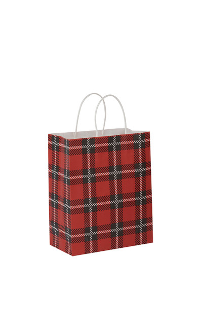 Medium (Cub) - Holiday Red Plaid Paper Shopping Bags - Case of 100zoom Medium (Cub) - Holiday Red Plaid Paper Shopping Bags - Case of 100zoom
