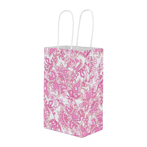 Small - Vintage Floral Paper Shopping Bags - Case of 100
