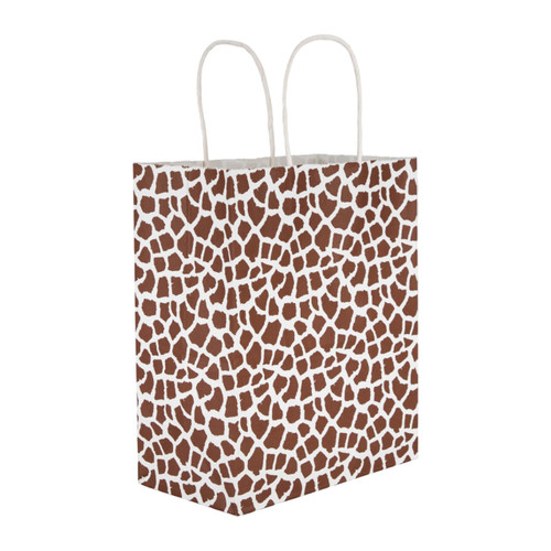 Medium - Giraffe Print Paper Shopping Bags - Case of 100