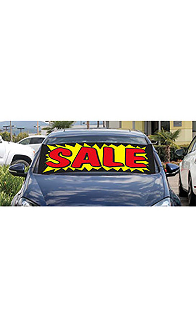 Windshield Banner With Bungee Cord - "Sale" - Yellow with Redzoom