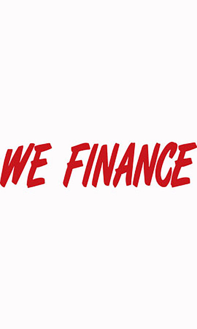 Designer Cut Windshield Slogan Sticker - Red/White - "We Finance"zoom