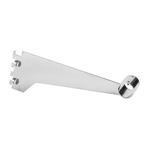 12 inch Round Chrome Hangrail Bracket for Slotted Standard - ½ inch slots 1 inch on center