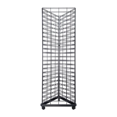 Black Triangle Slat Grid Tower with Base & Casters