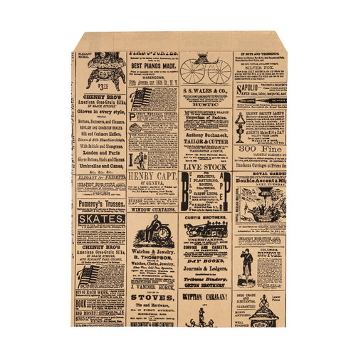 Medium - Newsprint Paper Merchandise Bags - Case of 1,000