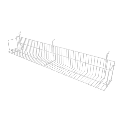 48 x 6 x 6.5 inch White Media Grid Shelf for Slatwall & Wire Grid