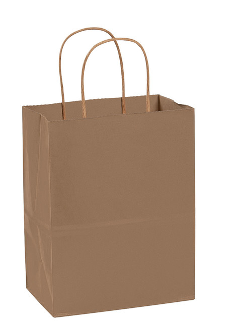 Medium (Cub) - Natural Kraft Paper Shopping Bags - Case of 25zoom