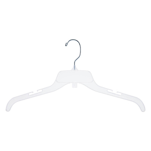 Economy 17 inch Break-Resistant Clear Plastic Dress Hangers