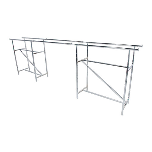 Chrome Tandem Rails for Chrome Double-Rail Clothing Rack with Z-Brace