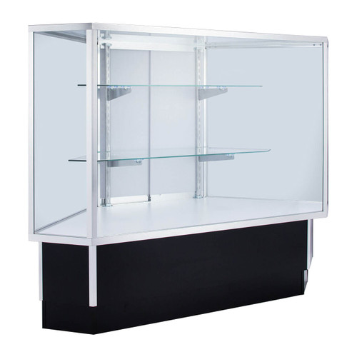 Full Vision Corner Rear Access Black Display Case Fully Assembled