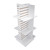 4-Panel White Slatwall Tower with Casters and Shelves