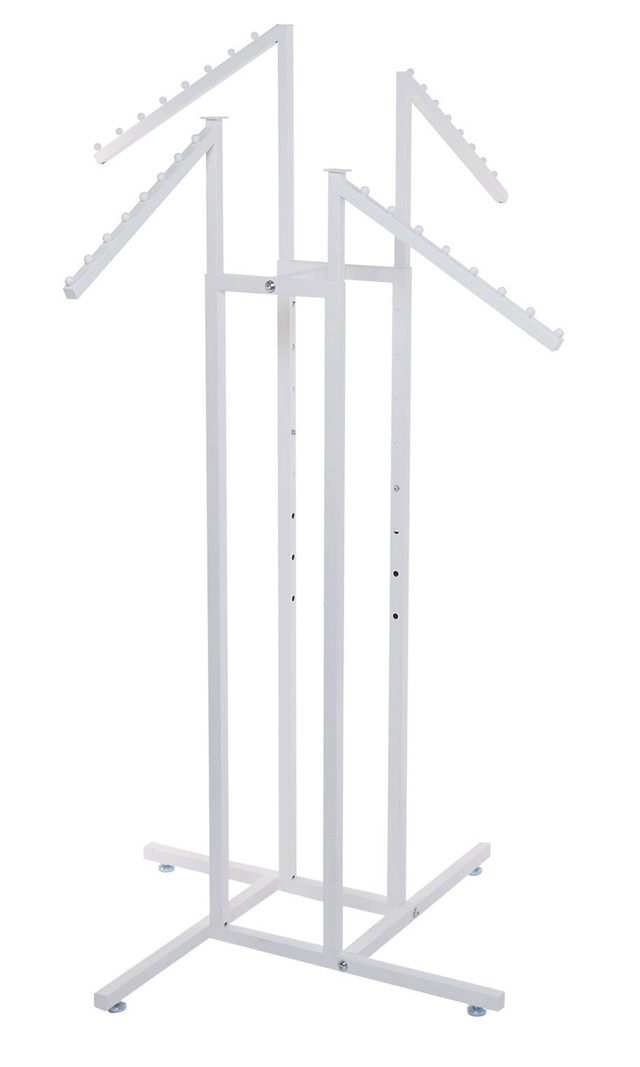 ②WWW_RACK WHAT WE WANT 4-Way Chrome Accent Clothing Rack with 2 Straight Arms and 2