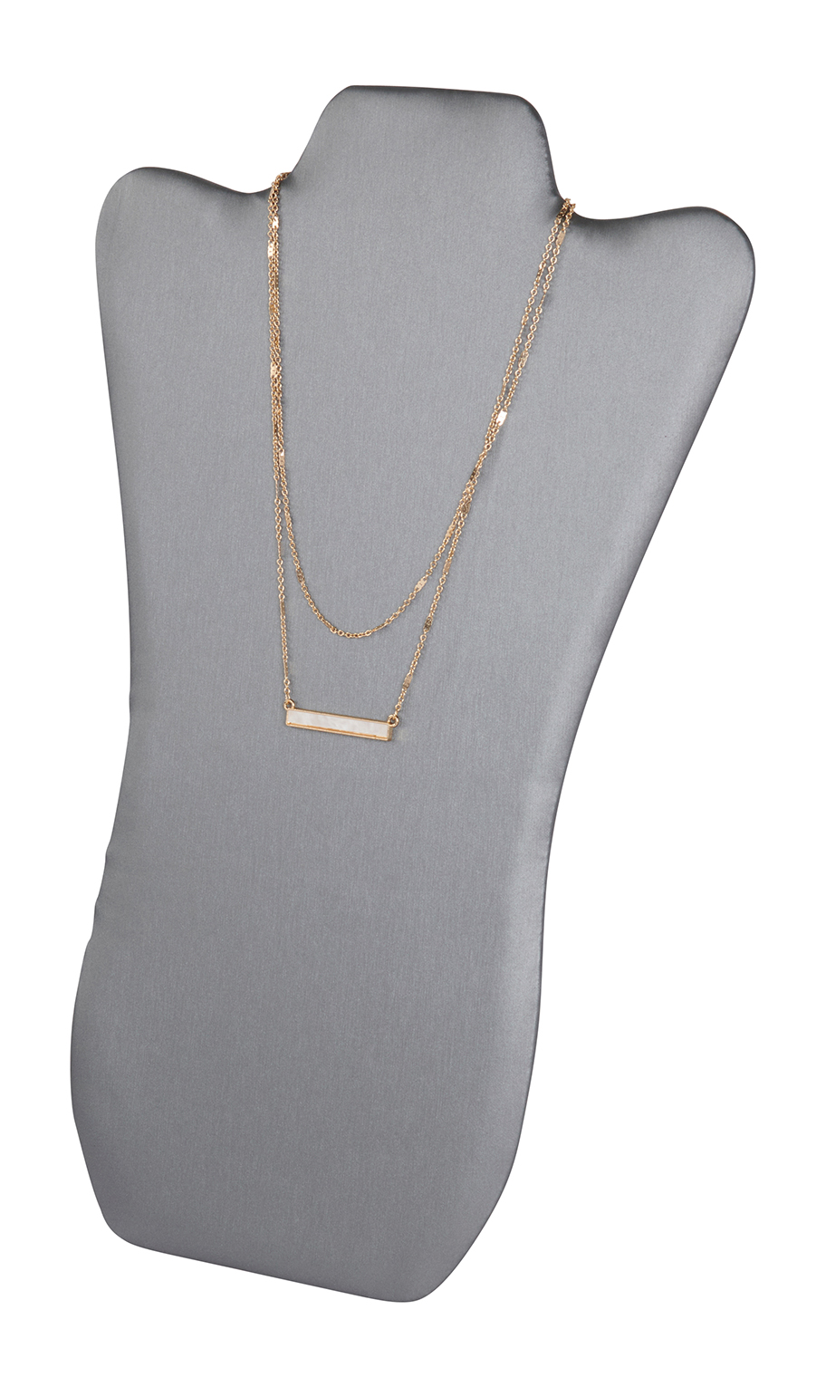 White Faux Leather 15-Hook Necklace Display Holder – Jewelry Easel Stand - View #5