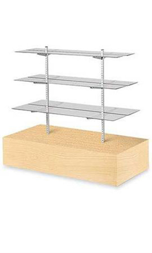 ヴィンテージ glass shelf Mid Century Chrome and Walnut Frame Smoked Glass Shelves Lighted