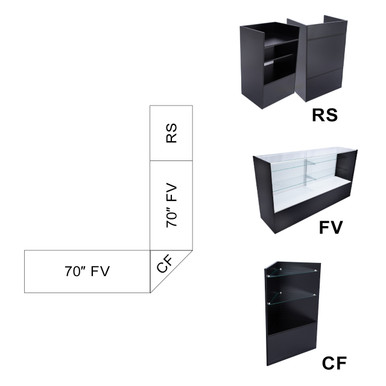 Black Full Vision Display Case Arrangement Set - Fully Assembled ...