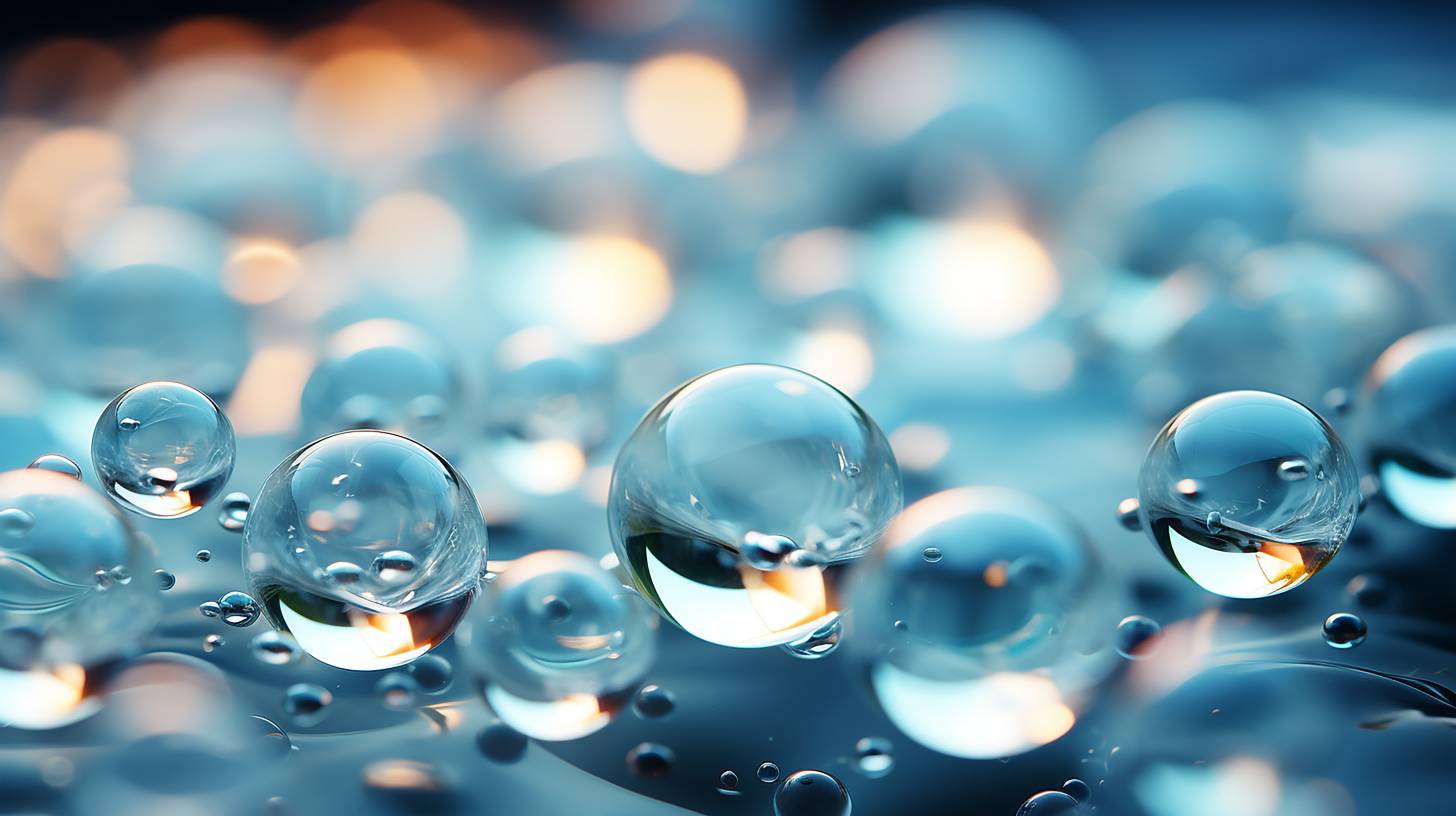 grosses gouttes d'eau les unes sur les autres avec le fond de l'image floutée 