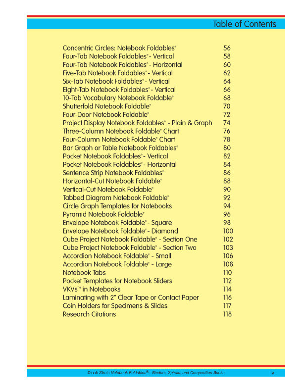 Toc page (page iiv)
