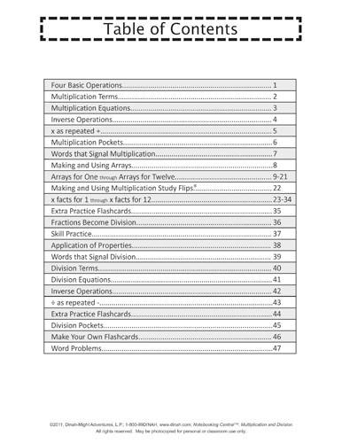 Dinah Zike's NBC Notebook Foldables Multiplication and Division: Facts, Operations, and Properties Digital Copy