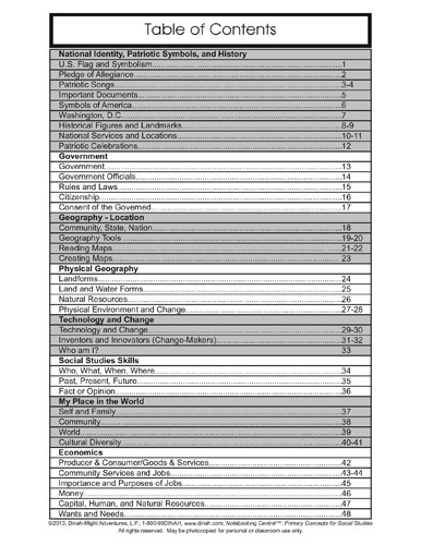Dinah Zike's Notebooking Central Notebook Foldables Primary Concepts for Social Studies Digital Copy