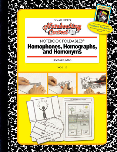Dinah Zike's Notebooking Central Notebook Foldables Homophones, Homographs, and Homonyms Digital Copy