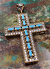 Turquoise 925 Sterling Silver Cross Pendant Turkish Large