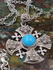 Crusaiders Bali Turquoise Sterling Silver Cross Pendant