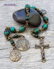 Devotional St Jude Perpetual help Lord of Miracles Turquoise Bronze Antique Style Rosary Chaplet Sickness Protection Impossible causes