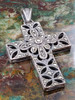 Sterling Silver Markazite Ornate Cross Necklace Pendant Medium