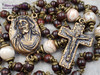 Ecce Homo Face of Jesus Lord of Miracles Red Jasper Mexican Crazy Agate Bronze Mens Rosary joy protection stress