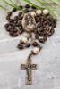 Ecce Homo Face of Jesus Lord of Miracles Red Jasper Mexican Crazy Agate Bronze Mens Rosary joy protection stress