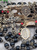 Guadalupe Miraculous Mary Sacred Heart Day of the Dead Scull Black Onyx Red Coral Ornate Rosary