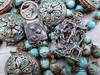 Mother Mary Lamb of God Angel Sacred Heart Turquoise Red Coral Bronze Ornate Heirloom Large Wall Rosary Protection Stress