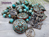 Mother Mary Lamb of God Angel Sacred Heart Turquoise Red Coral Bronze Ornate Heirloom Large Wall Rosary Protection Stress